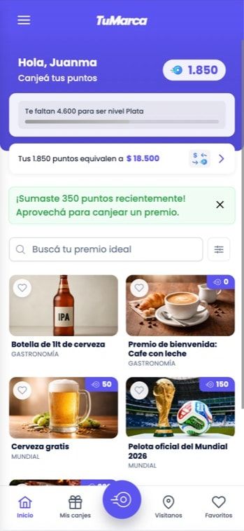 La app del cliente con la marca del comercio: puntos y catálogo de premios